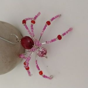 Pink and Red Handmade Beaded Spider